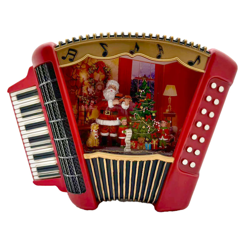 WATER GLOBE ACCORDION W/SANTA & TREE