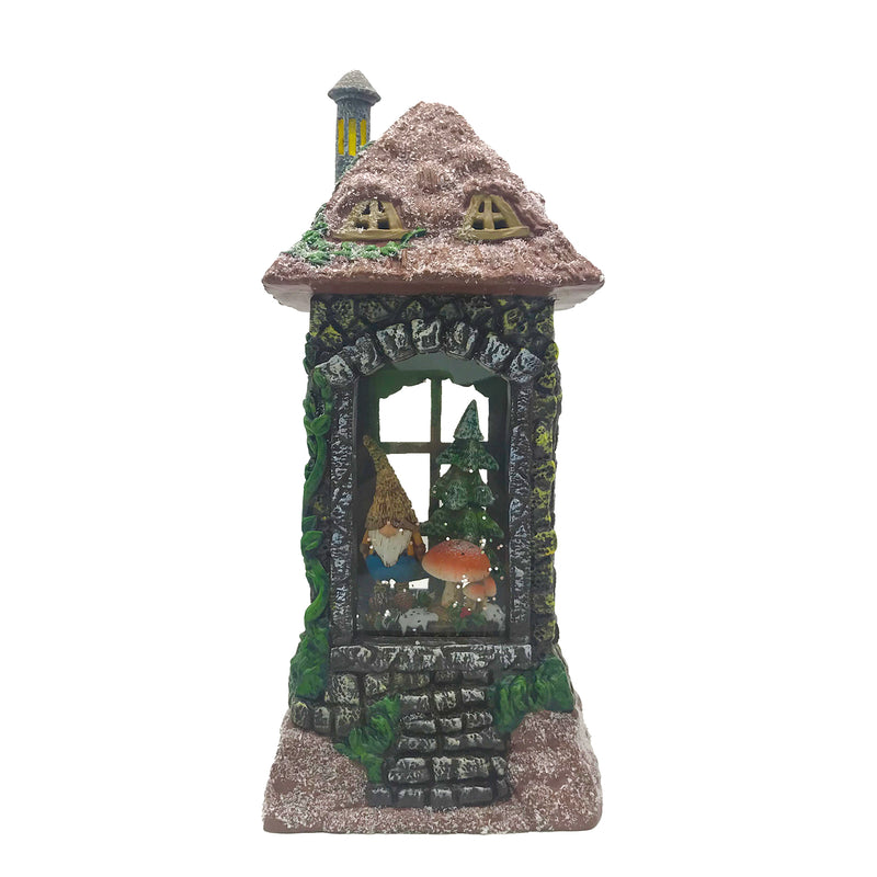 WATER LANTERN GNOME HOUSE W/ROOF VINE 10"