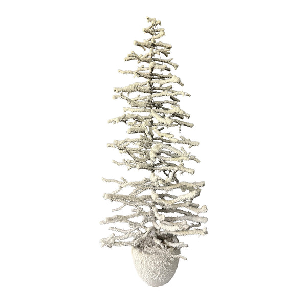 BRANCH CHRISTMAS W/ POT 18" DK.BROWN SNOW FLOCKED