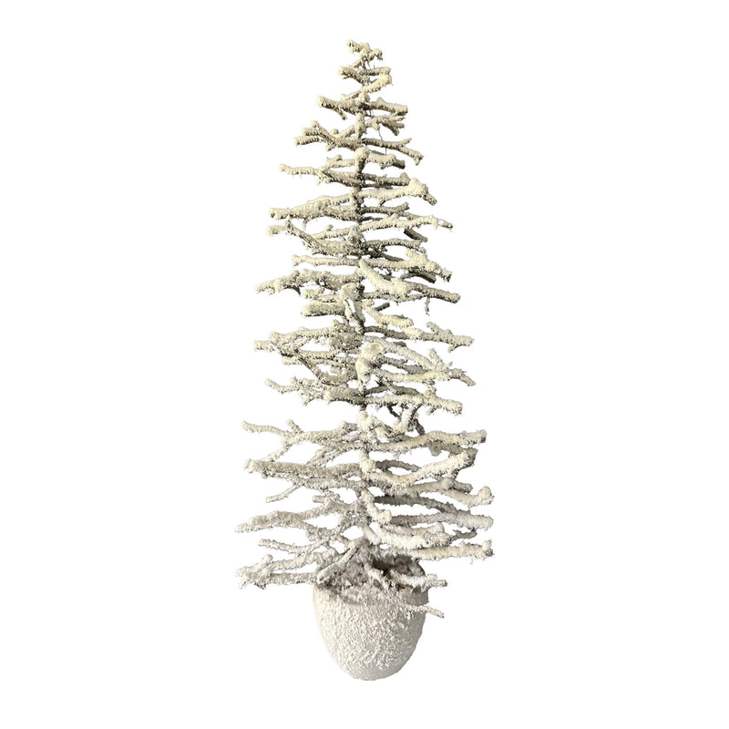 BRANCH CHRISTMAS W/ POT 18" DK.BROWN SNOW FLOCKED