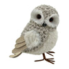 OWL BEIGE STANDING FABRIC KNIT 8.5"x8.5" W/ BURLAP WINGS