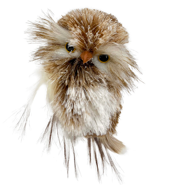 OWL BROWN/WHITE 4.5" SNOW FLOCKED