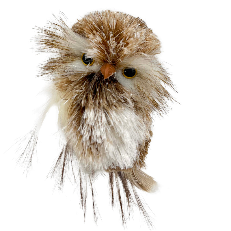 OWL BROWN/WHITE 4.5" SNOW FLOCKED