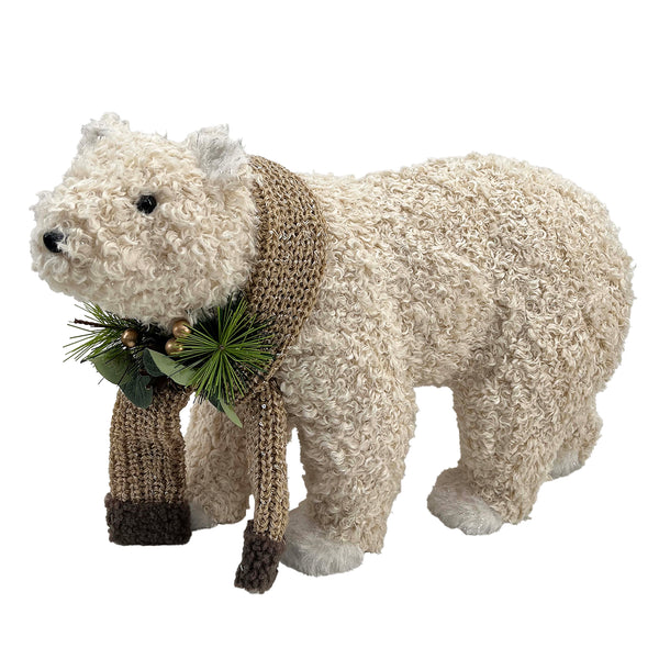 BEAR BEIGE SHERPA STANDING SCARF 8"x14"