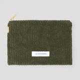 Small Caper Green Cotton Velvet Pouch