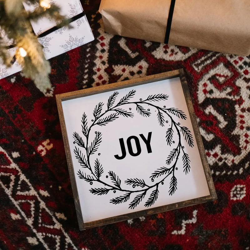 Joy Wreath Wood Sign