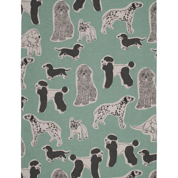 Tea Towel set/2 Dog Print- Aqua Storm