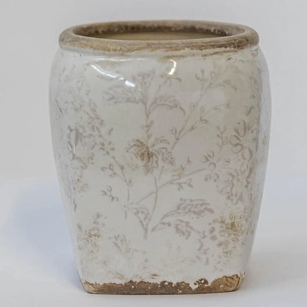 Ceramic Pot, Washed Out Flower