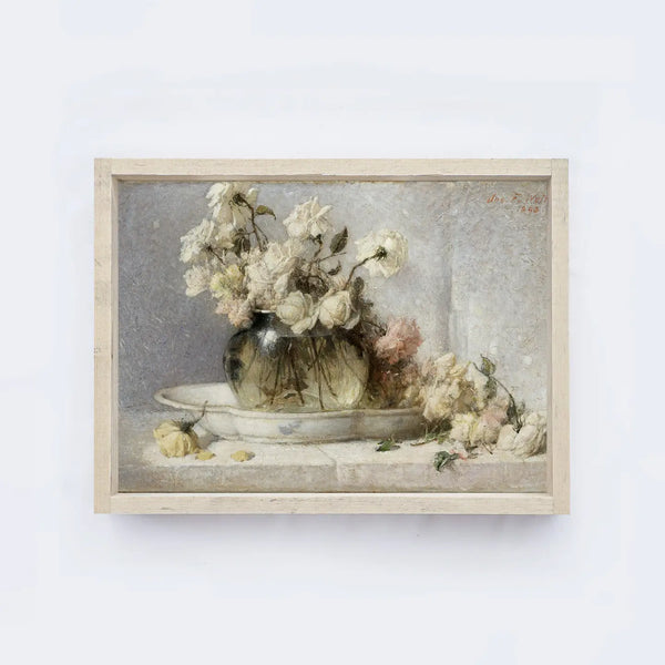 Vintage White Flowers Study 12x9"