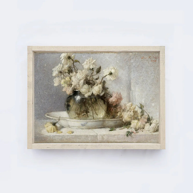 Vintage White Flowers Study 8.5x7"