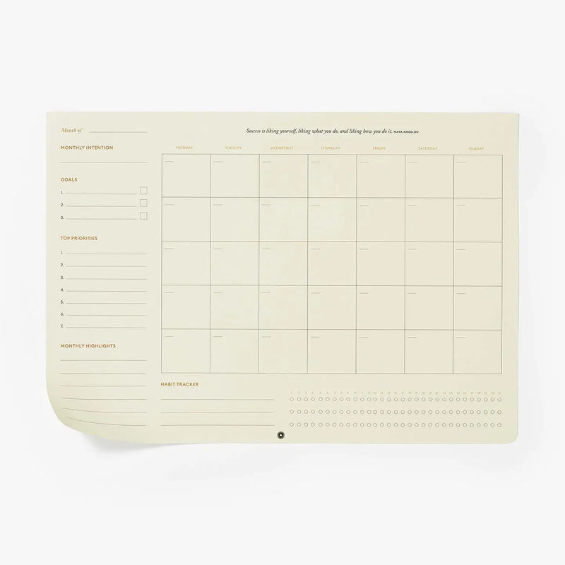 Productivity Planner Monthly Desk Pad Calendar - Mindfulness