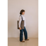 Striped Tote Bag in Recycled Beige and Gray Fibers