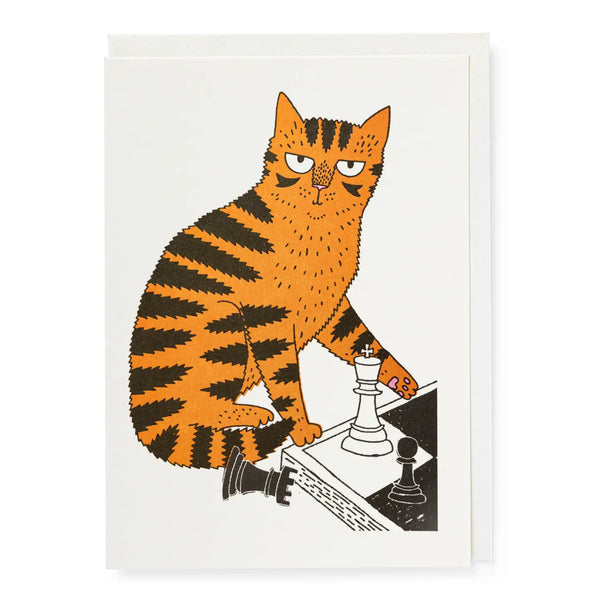 Vibrant Chess Cat | Blank - Greeting Card