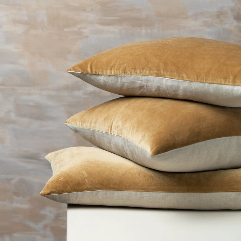 Linen/Velvet Lumbar Pillow | Nutmeg