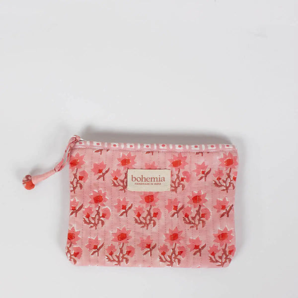 Zip Pouch, Vintage Pink flower