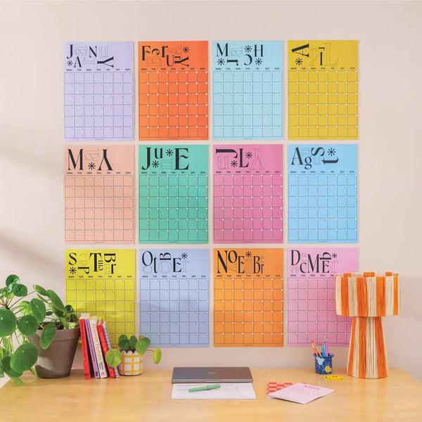 Monthly Undated A3 Wall Planner | 12 Pages | Playful Type