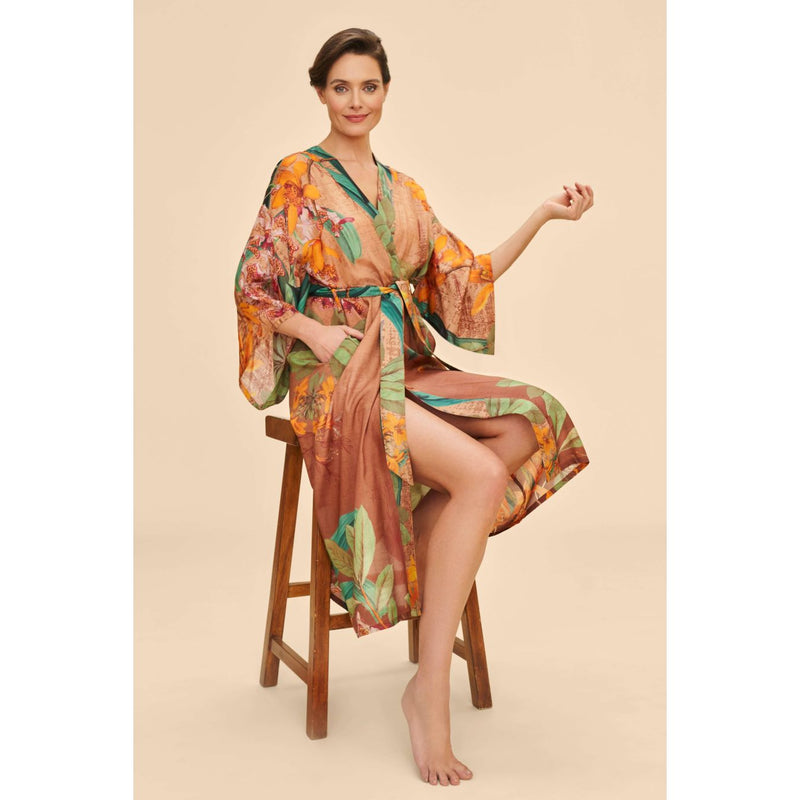 Botany Bliss in Taupe Kimono Gown