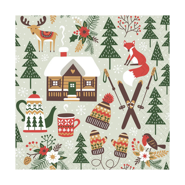 Winter Cabin - Luncheon Napkin