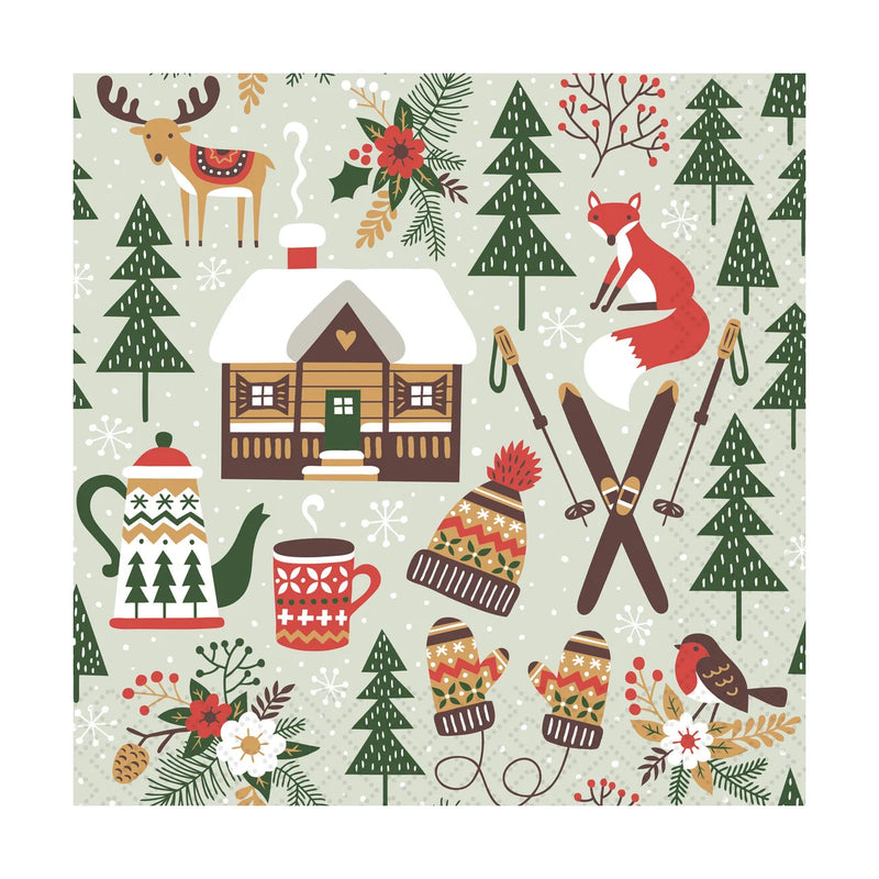 Winter Cabin - Luncheon Napkin